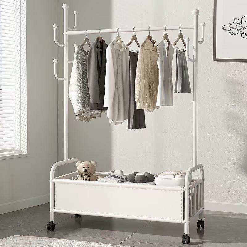 Free Shipping Floor-Standing Clothes Rack Coat Rack Floor-Standing Basket Household Storage Rack Vertical Removable Clothes Hanger Floor-Standing
