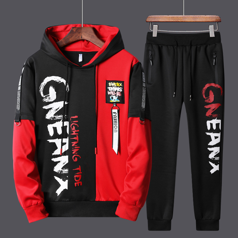 Sweatshirt Set New Autumn Men's Youth Versatile High School Students Handsome Printed Trendy Pullover Outerwear Set Sweatshirt Set New Autumn Men's Youth Versatile High School Students Handsome Printed Trendy Pullover Outerwear Set