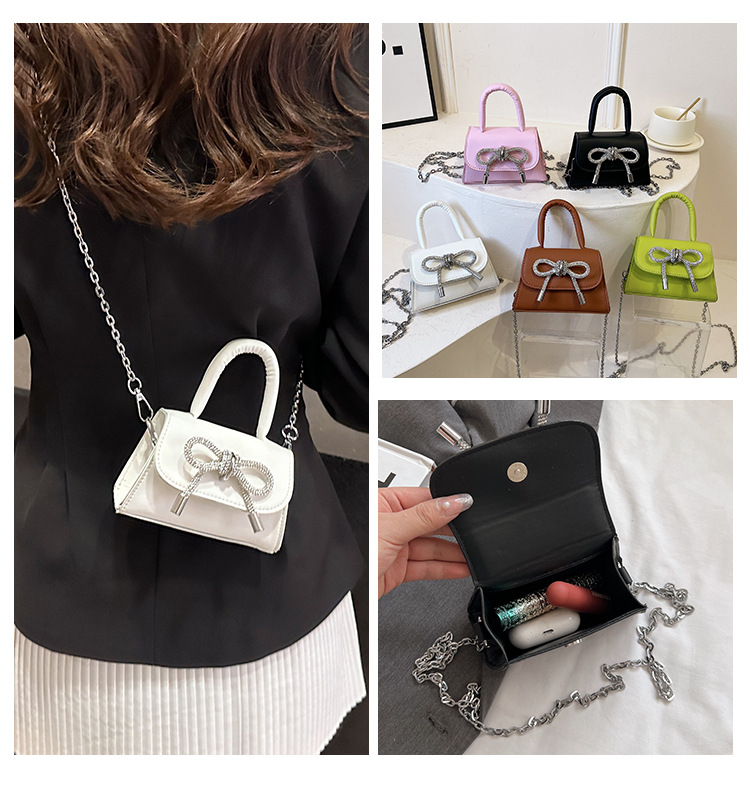 Ins niche French textured bag female 2024 new bow small square bag stylish shoulder messenger bag_voghion.com