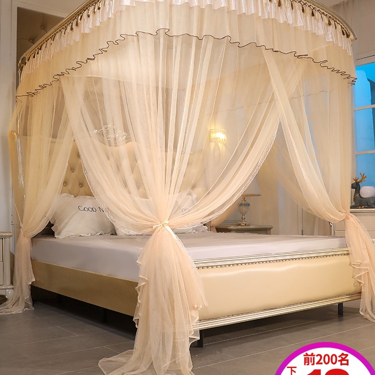新型卧室家庭家用伸缩蚊帐u型2025新款免安装支架杆加粗加厚
