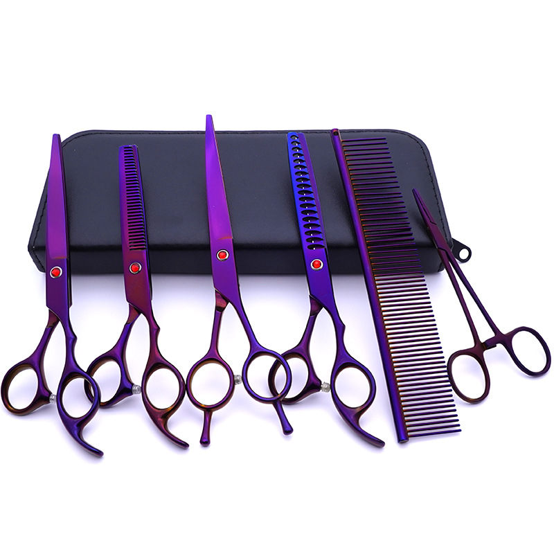 Púrpura 4 doble cola tijeras Traje + alicates de depilación