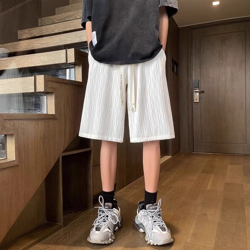 Men's Summer Thin Quick-Dry Crepe Ice Silk Five-Finger Shorts, American Style Fashion Brand Loose Casual Sport Pants