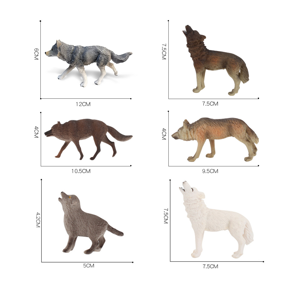 Ciencia y educación para niños juguetes animal salvaje modelo de lobo rugido de pie Lobo Pequeño Lobo cachorro de lobo salvaje grupo estático escritorio artesanía