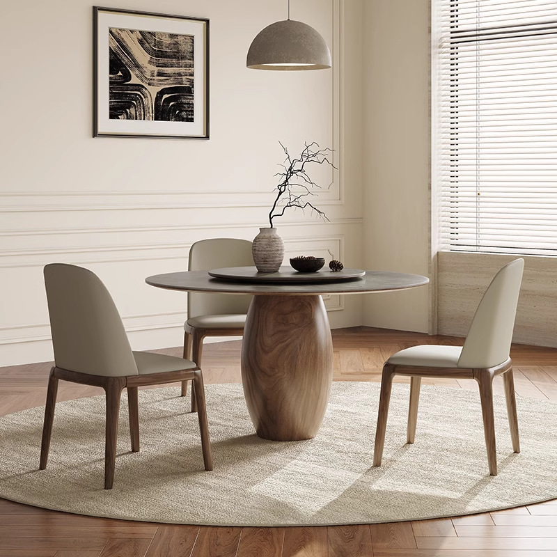Silla de madera de estilo medieval silla de cuero de respaldo suave silla de comedor de diseño de estilo tranquilo simple