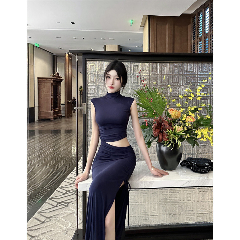 2025 New Cross-Border Style Dress with a Variety of Alluring Styles, Sexy Hollow-Out Design, Bodycon Drawstring Long Dress