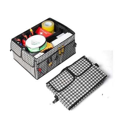 Cloth 60L Large Capacity | Car storage bag/box - plaid-style