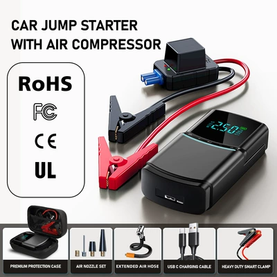 Air Pump, Multifunctional Power – Other Automotive Safety Supplies - neutral-english-version-bn03-all-in-one-machine-black-top-version-12000-mah-smart-clip-eva-bag