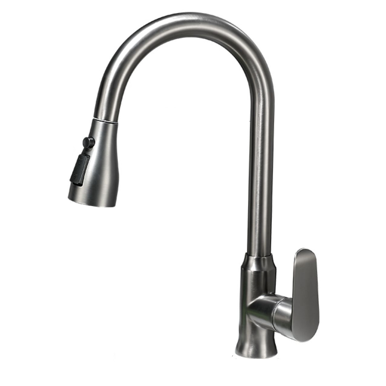 Chapado de agua pistola gris pull-out grifo de la cocina del hogar sobrealimentado plato universal lavabo caliente y fría a prueba de salpicaduras grifo