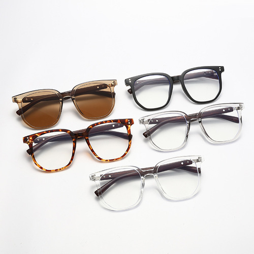 14524 Large Frame Square Myopia TR90 Anti-Blue Light Glasses  New Fashion Internet Celebrity Plain Glasses