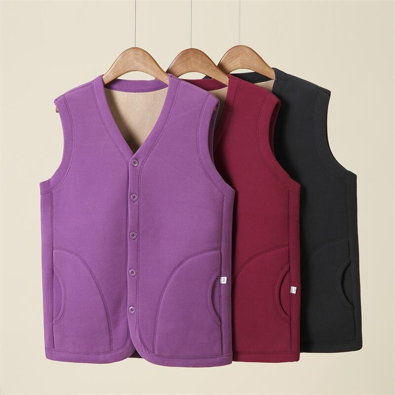 남성 및 여성, 중년 및 노인용 겨울 조끼, 두꺼운 양복 조끼, 벨벳 조끼, 독일 벨벳 따뜻한 대형 아빠 가디건