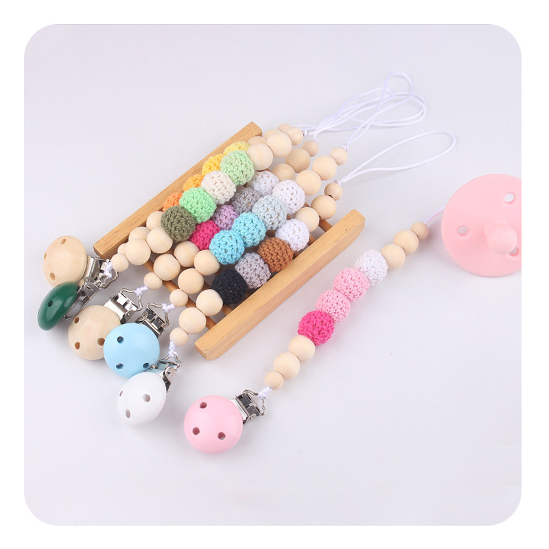 Nuevo bebé pacificador chupeta clips cadena de chupeta de madera anti-caída cadena de bebés productos de madre y bebé DIY cadena anti-caída