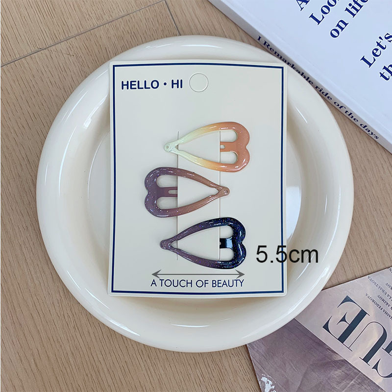 复古咖色渐变葱粉bb夹套装新款少女侧边碎发刘海夹爱心星星发夹女|undefined
