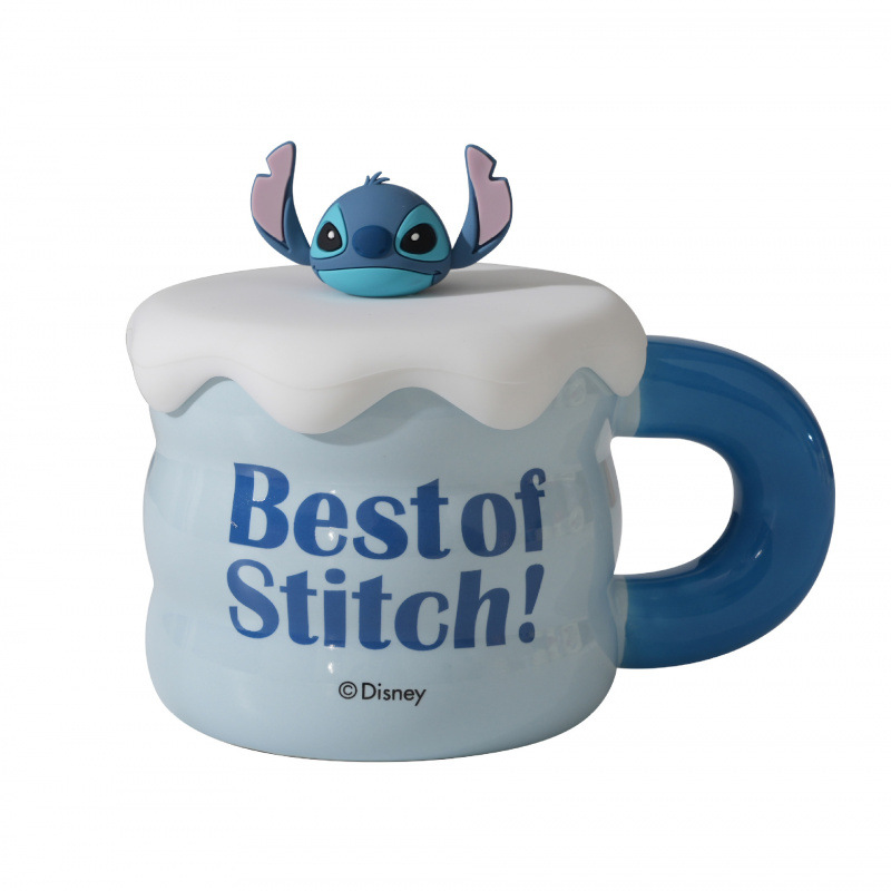 Auténtica licencia Stitch marca tazas nuevas tazas de cerámica de niñas con tapa tazas de agua tazas de pareja tazas de cumpleaños