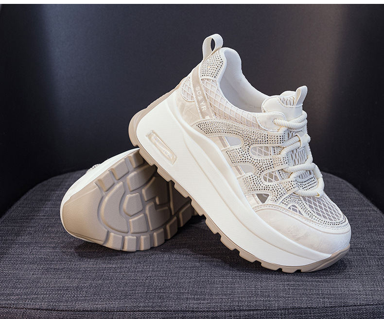 Giày sneaker nữ đế dày lưới thoáng khí phong cách retro — Trắng 5086, Champagne 5086, Tím 5086 chi tiết 15