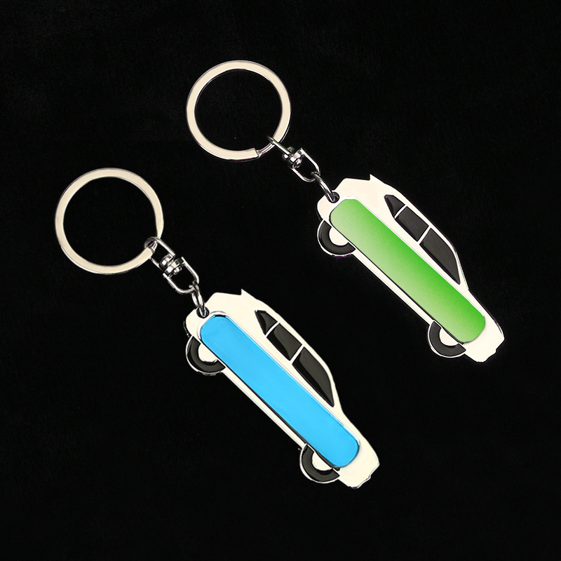 Tiktok Hot-Selling Wholesale Laser-Engraved Metal Mini Car Anti-Loss Pendant Stainless Steel License Plate Keychain Customization