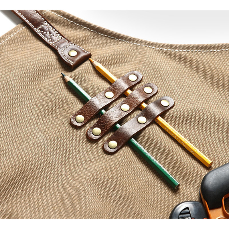 Amazon lona gruesa delantal bolsillo PU cuero pintura arte estudiante carpintería jardinería artista puede poner herramientas delantal al por mayor