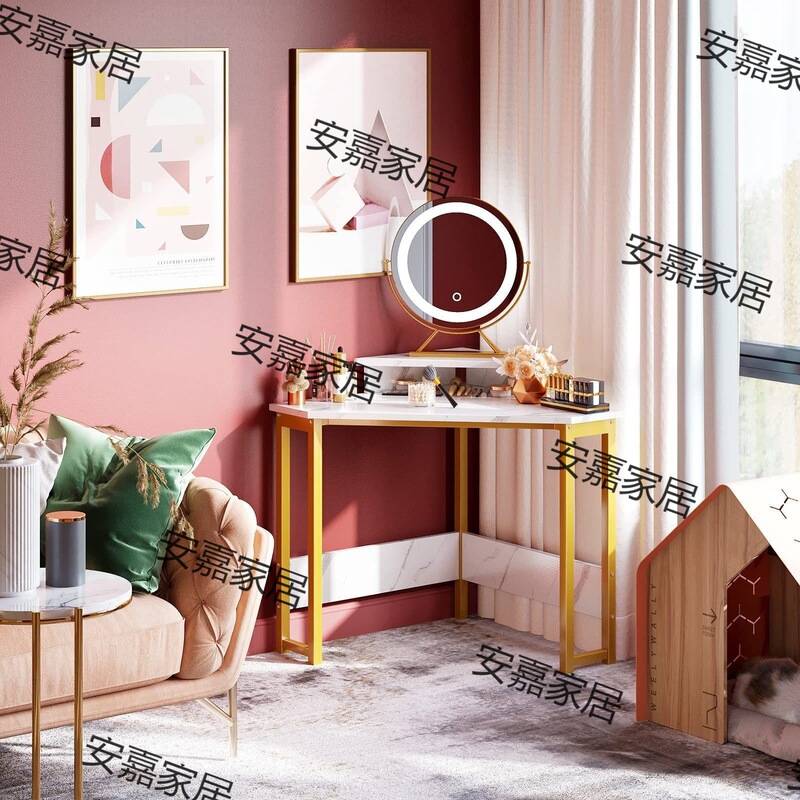 Simple computer desk with monitor stand suitable for small space easy to assemble can be used as triangle dressing table