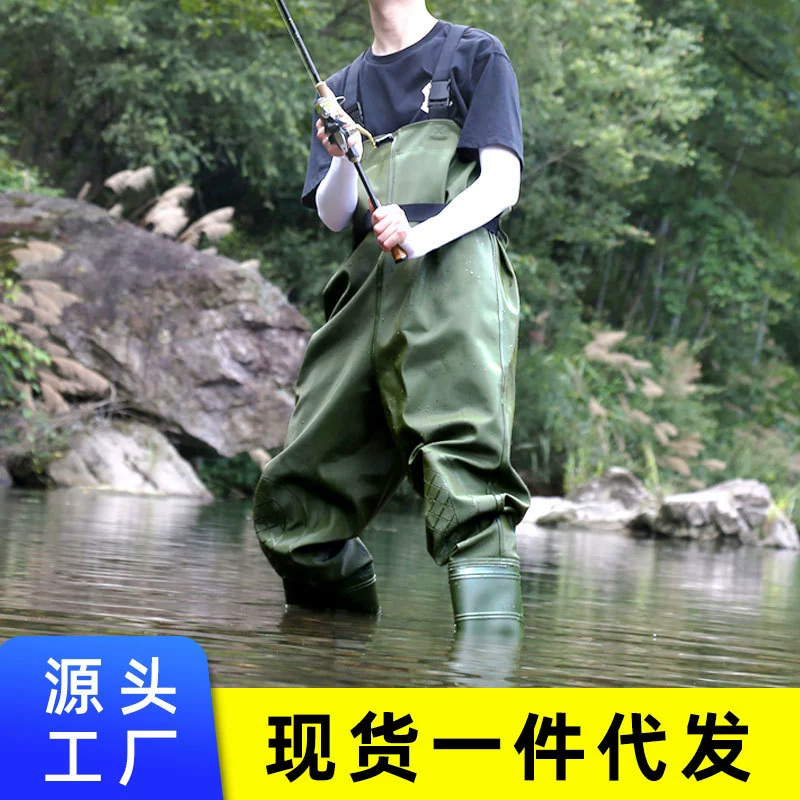 Фабрика прямых продаж зеленый утолщенный экологически чистый трикотажный нижний трикотаж водонепроницаемые нескользящие рыболовные штаны плюс пояс рыболовные штаны