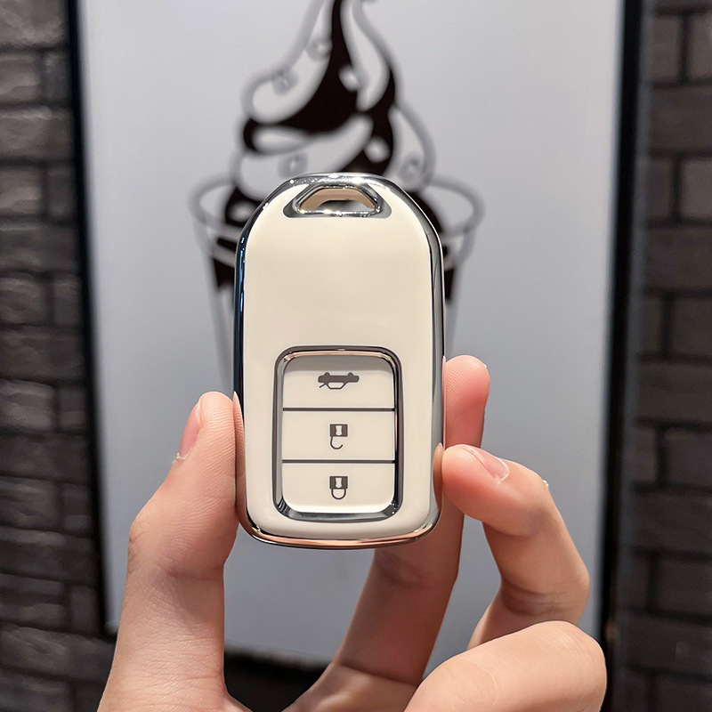 BT 키 유형 C - 스마트 3버튼 [싱글 쉘 화이트] + 실버 번호판