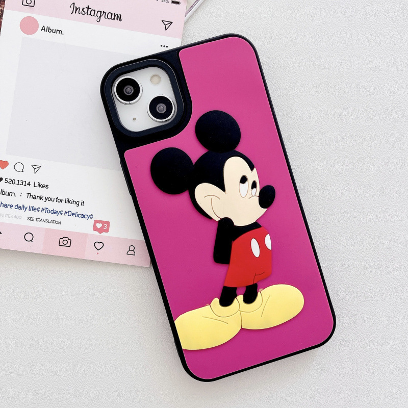3D Silicone Mickey Skin Mobile Phone Case for 15pro Max Apple 11 Cartoon 12pro Mobile Phone