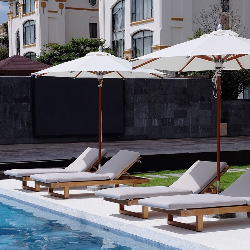 Silla de teca al aire libre piscina cama de reclinación villa patio al aire libre impermeable al sol spa hotel silla de playa