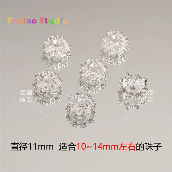 1 11mm silver copper inlaid zirconium heavy industry flower holder
