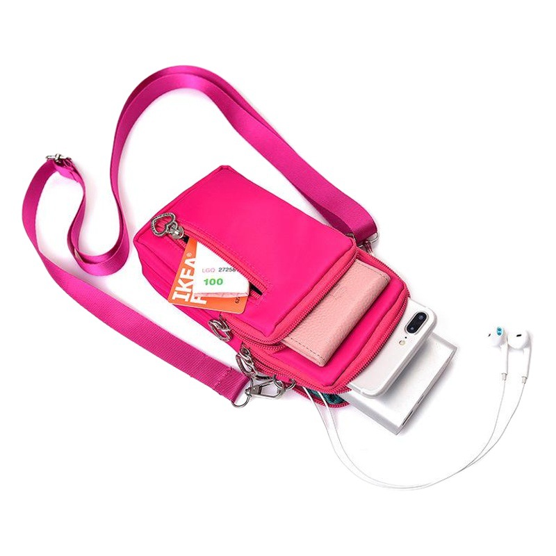New Crossbody Bag Mobile Phone Bag Women's Vertical Fabric Mini Small Bag Wrist Arm Mobile Phone Bag Three-Layer Coin Purse
