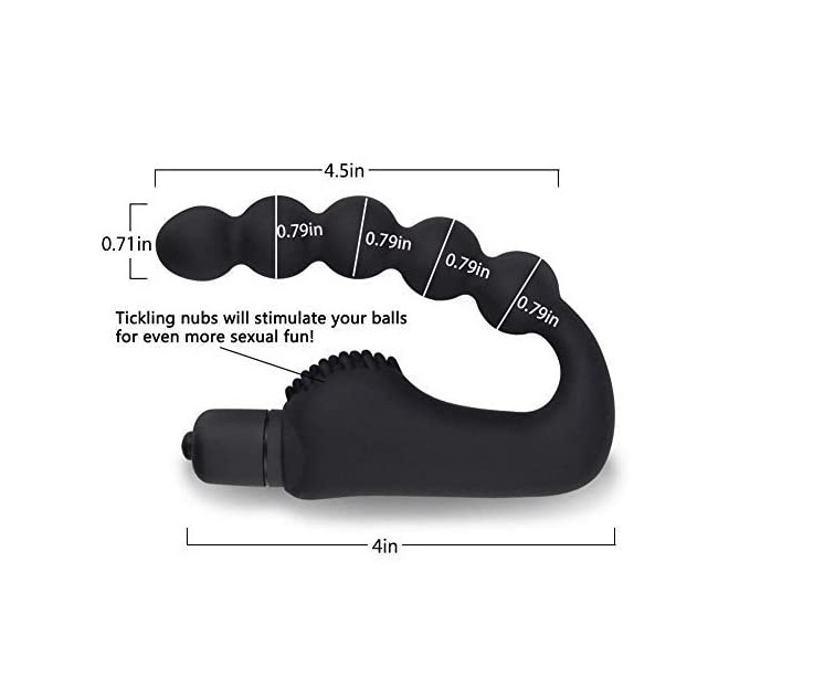 Ventricular Vibrating Anal Plug with Beads, 10-Frequency Remote-Control Silicone Massager — detail image 3
