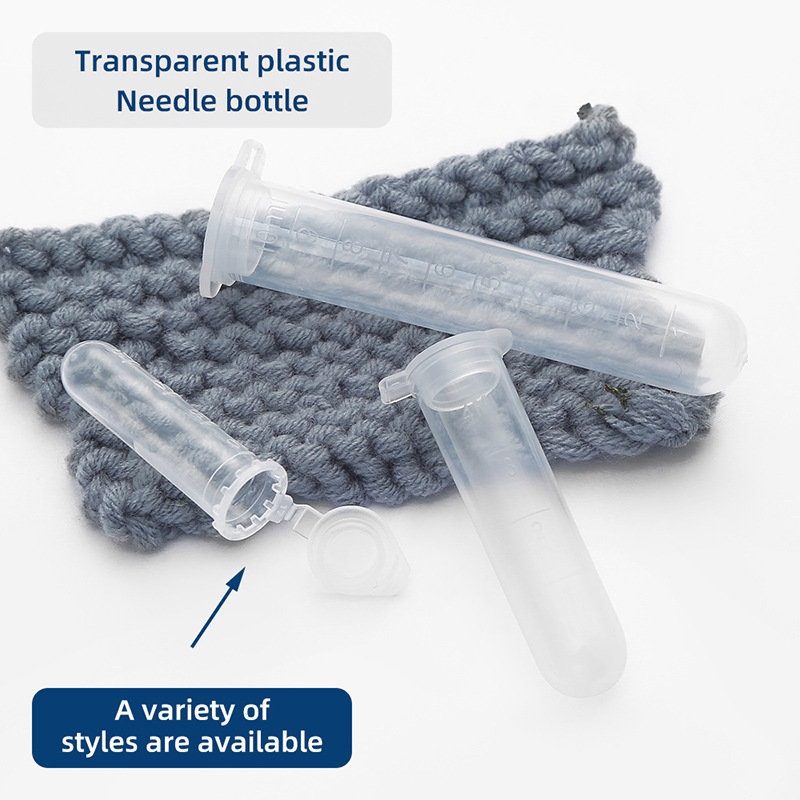 Tubo de aguja, almacenamiento de plástico transparente, botella de aguja, herramienta de costura de bricolaje hecha a mano, tubo de almacenamiento de aguja de coser a mano para el hogar, tubo de aguja