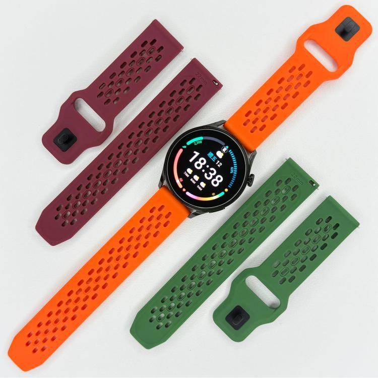 20 / 22mm correa de silicona general agujero plano agujero diseño transpirable botón negro correa de reemplazo de reloj de marca múltiple