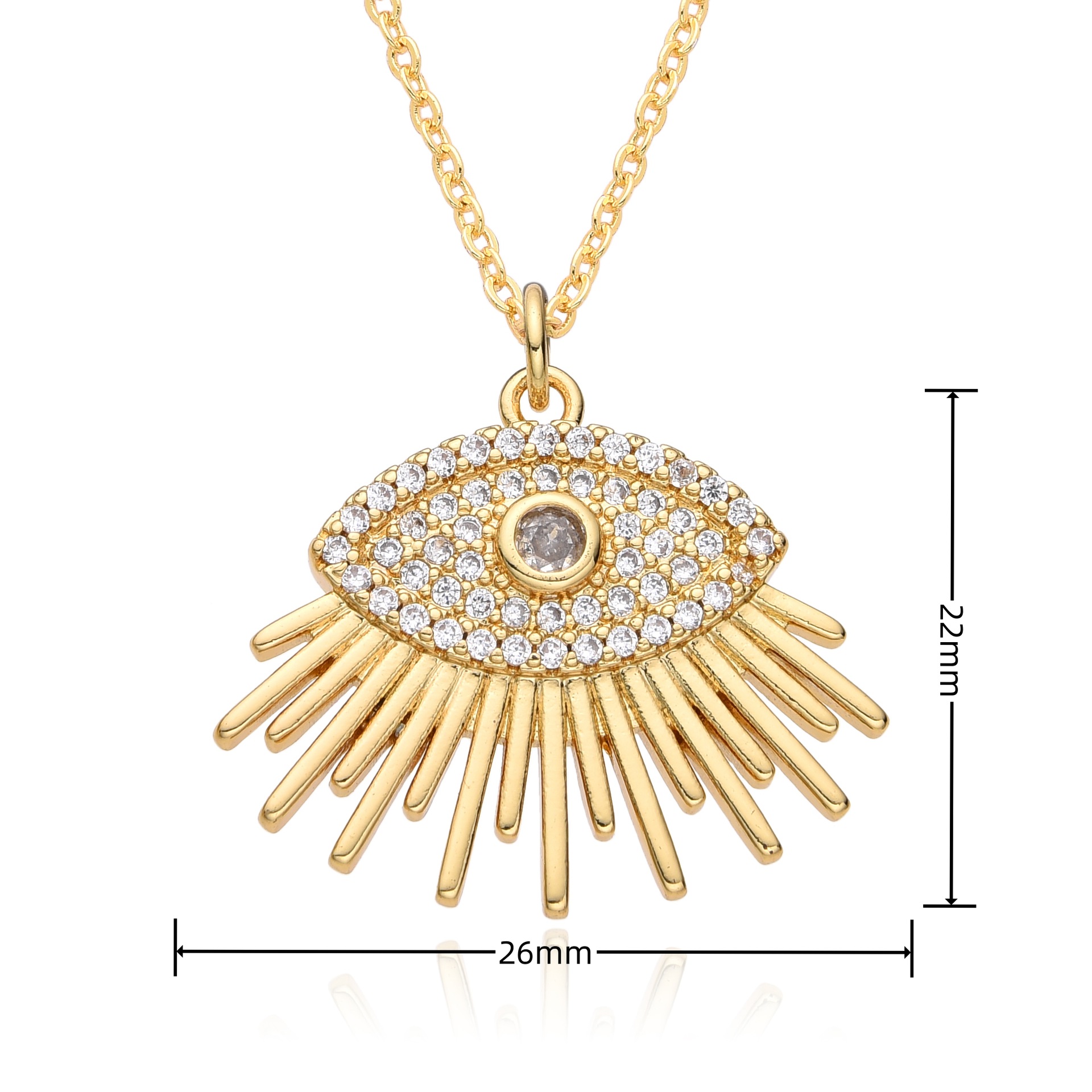 15g Weight Zircon Inlay Material Pendant Necklace Classification cable chain Chain Type 1 Piece Quantity Daily Occasion Copper Material Eye Pattern Women's Gender Plating, Inlay Design Retro, Classic Style Style Copper Retro Classic Style Eye Plating Inlay Zircon Pendant Necklace 12