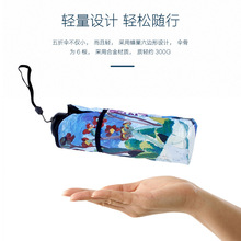 晴雨两用伞口袋五折伞黑胶防晒防紫外线胶囊伞太阳遮阳UPF50+轻便