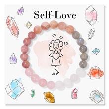 亚马逊热卖8mm月光石太阳石手链天然水晶石串珠手链女Self-Love