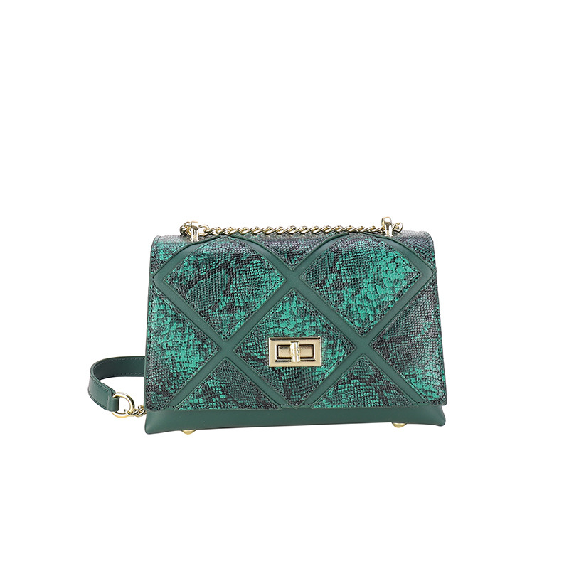 2024 nuevos bolsos de mujer, costuras con patrón de serpiente, bolsos cuadrados pequeños, bolsos de cadena populares europeos y americanos, bolsos de mensajero de hombro para mujer