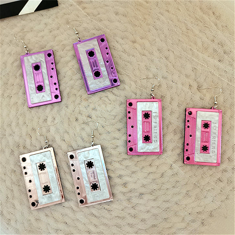 16g Weight Titanium Steel Ear Needle Material Drop Earrings Classification 1 Pair Quantity 1 Pair Fashion Square Patchwork Arylic Drop Earrings