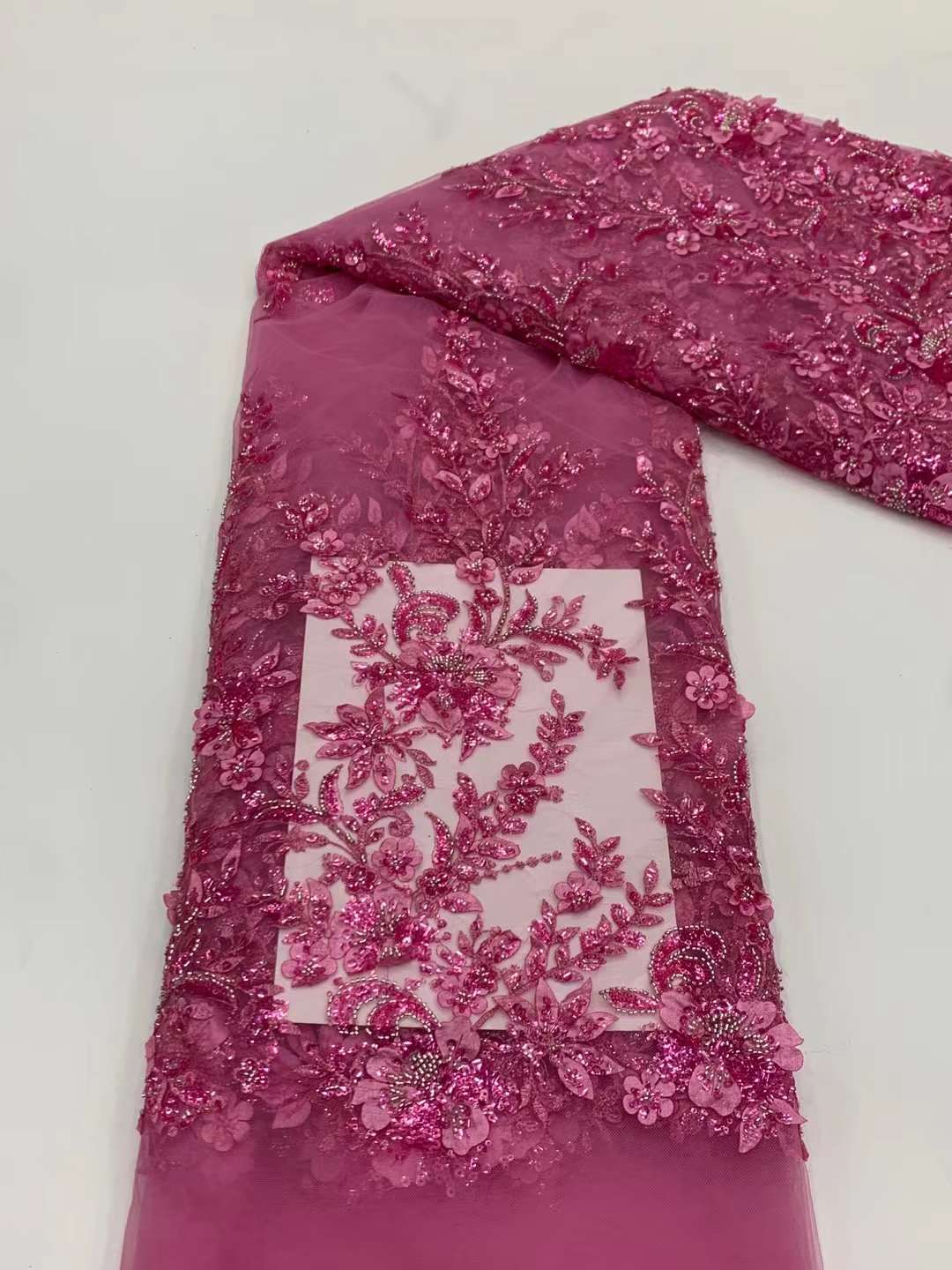 Hecho a mano con cuentas de tela de encaje vestido de novia encaje bordado tela vestidos de novia JX3464
