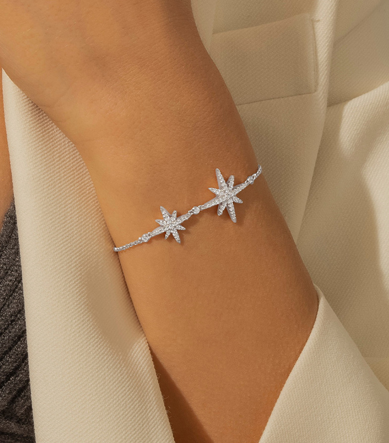 Fashion Simple Style Star Sterling Silver Star Plating Zircon Bracelets