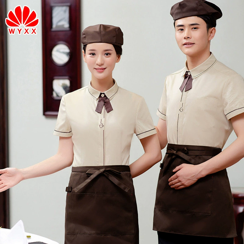 Отель рабочая одежда кафе западный ресторан официант рубашка с коротким рукавом Ресторан Весна и лето одежда рубашка Женщины