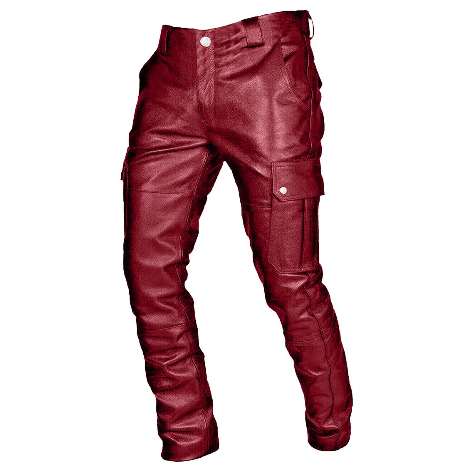 Herren Casual Lederhose Tasche Punk Gothic PU Strap_voghion.com