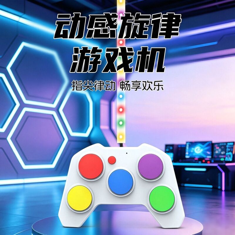 Popular Light Strip Game Console with Dynamic Melody and Rhythm, Light Strip with Light Elimination Function, Dual-Mode Early Education Machine, Gift