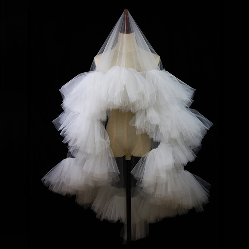 Xinmeiji heavy industry ruffled bridal veil white double-story photo studio travel photo outdoor fluffy soft gauze V309