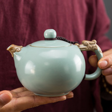 龍把汝瓷蟬翼開片茶壺家用泡茶器單個茶壺功夫茶具制定廠家批發