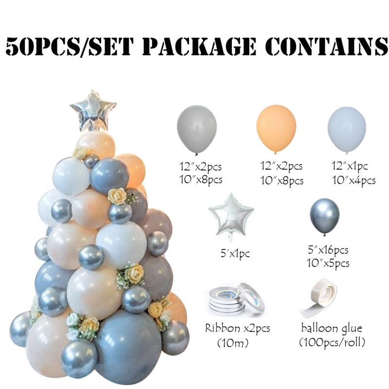 Venta caliente transfronteriza Paquete de globos de látex verde oscuro de Navidad Serie de bosque Venta directa de fábrica de árboles de Navidad Globo_voghion.com