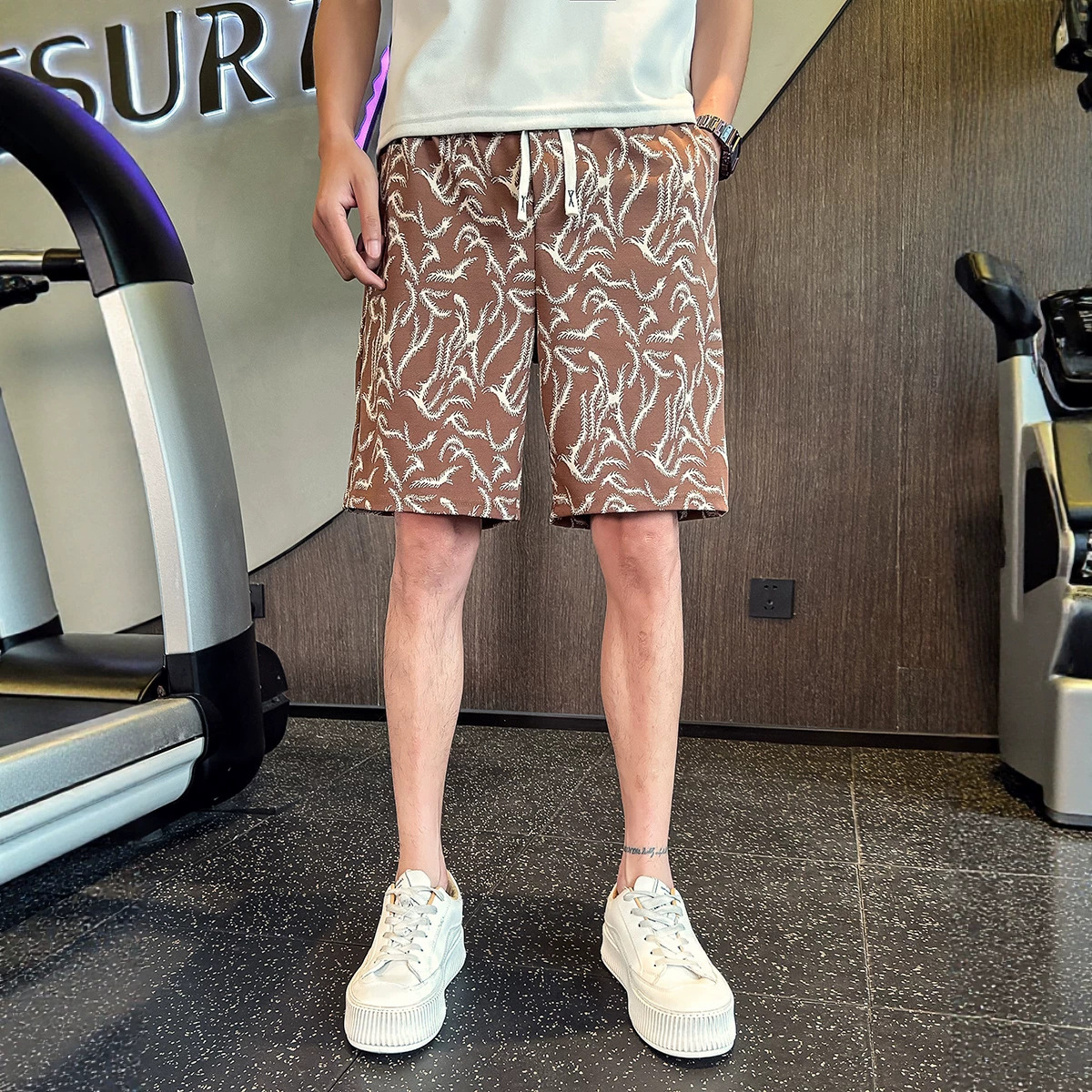 Men's Summer Printed Fashion Shorts Casual Straight Leg High End Style Loose Fitting Athletic Capri Pants Outerwear Beach Shorts_viptrois.com