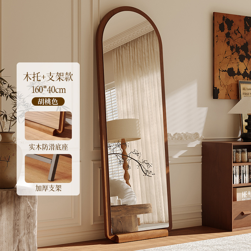 Espejo de cuerpo entero de estilo antiguo Espejo de cuerpo entero de sala de estar para el hogar Espejo de cuerpo entero de piso arqueado contra la pared Espejo de arco francés de pared