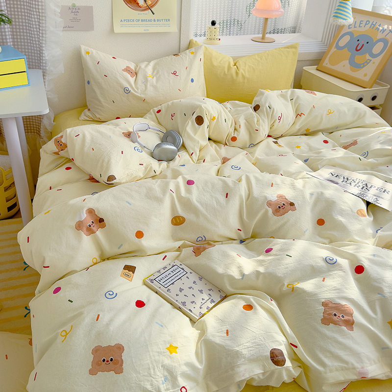 워시드 코튼 프린트 - 쿠키 베어