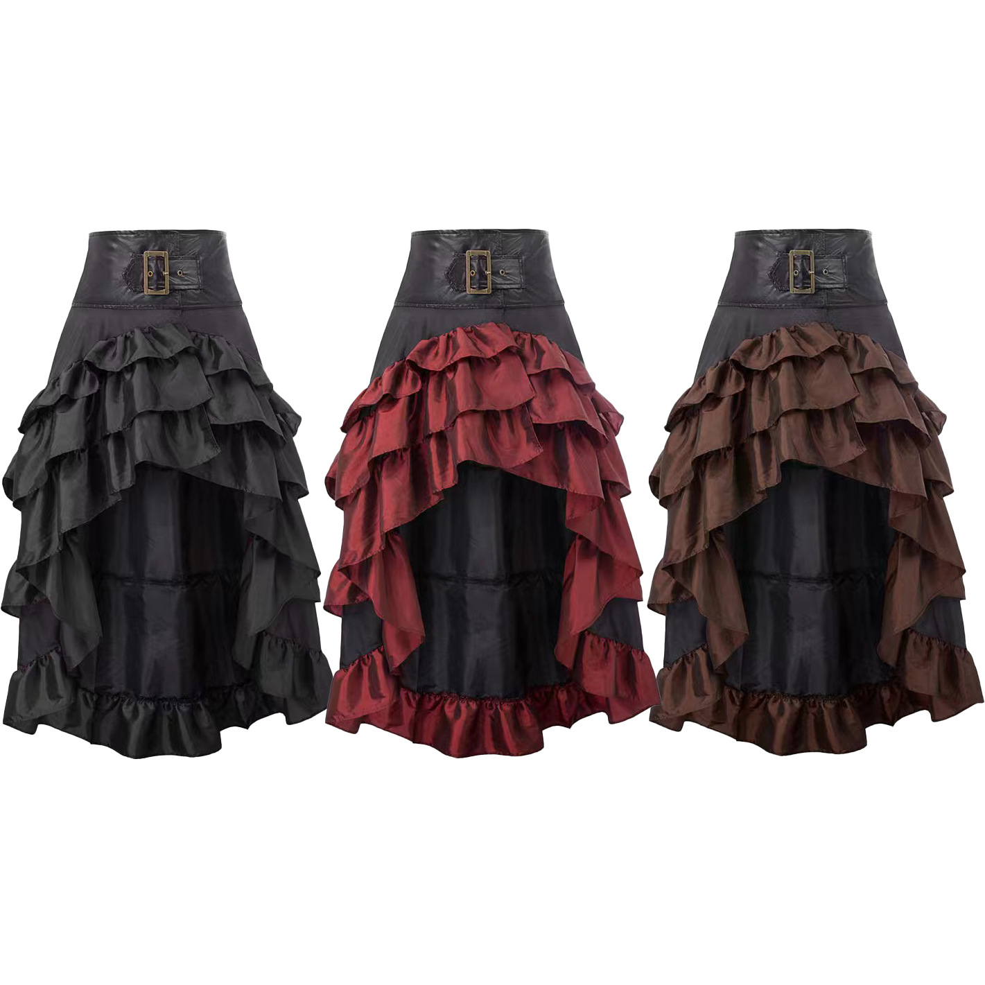 Gonna da donna a mezza lunghezza in stile gotico con bordi a balze irregolari_voghion.com