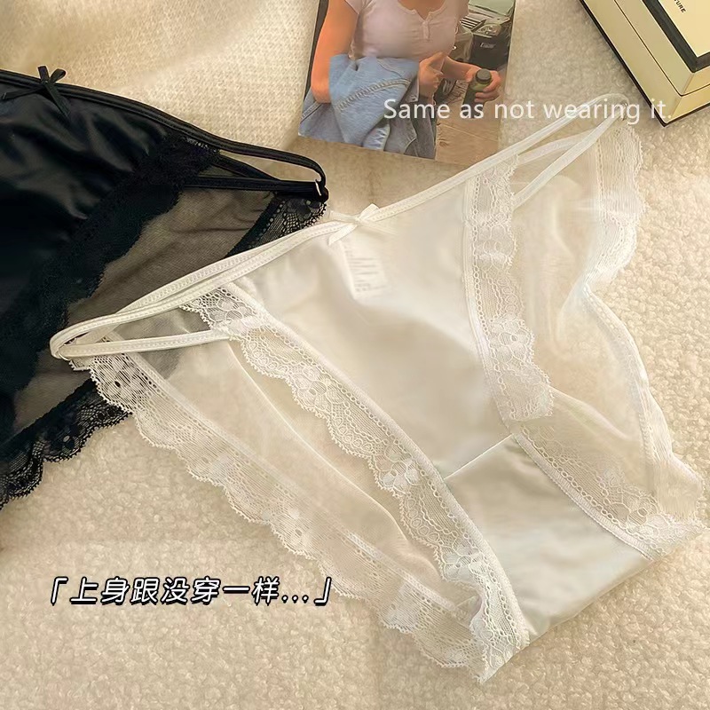 Lace Panties for Women, Fashionable, Sexy, Low-Waisted, Hollow, Breathable, Pure Cotton Crotch, Thin, Hot Triangle Shorts, Ice Silk