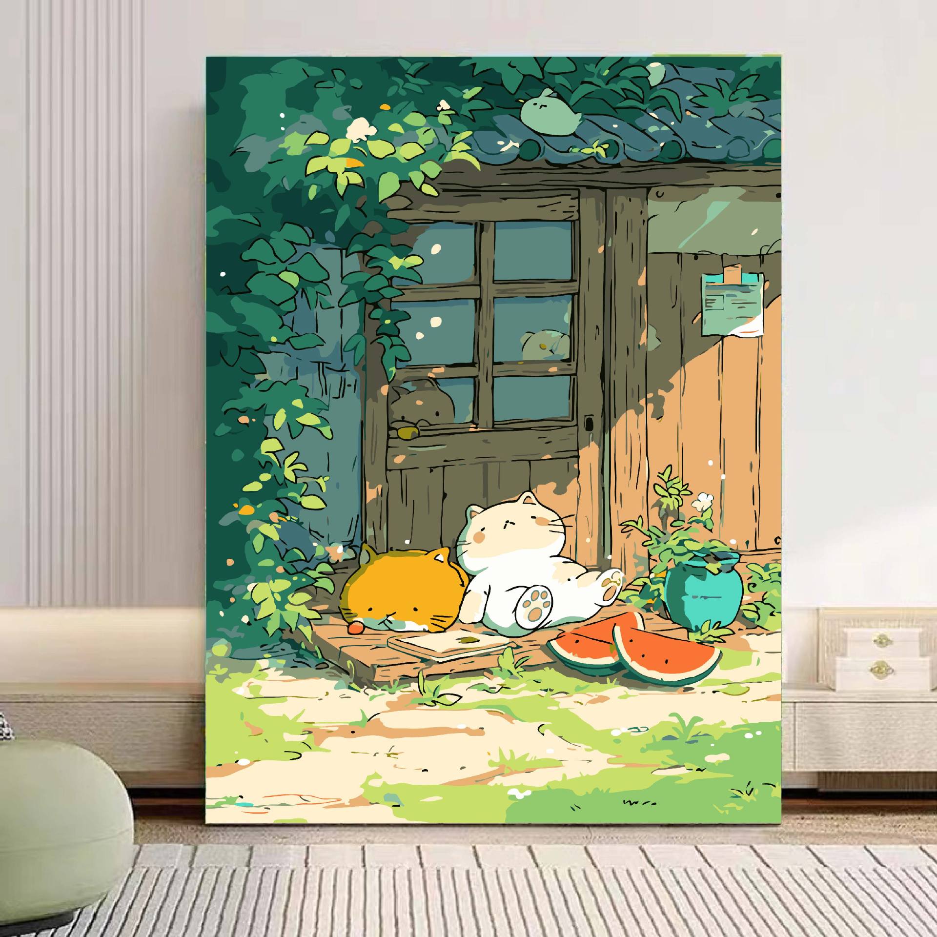 Tempos de verano DIY pintura al óleo digital acrílico relleno dibujo a mano ilustración a mano curar pintura al óleo descompresión