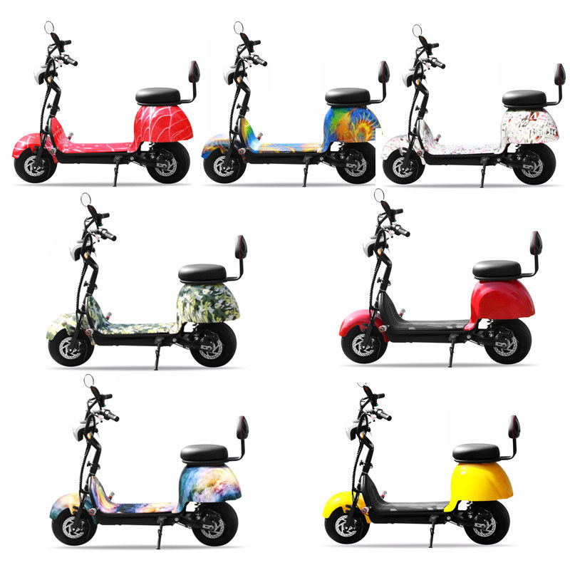 Mini Harley, yellow Harley, double-seater folding electric scooter, adult scooter for carrying children, wide-tire scooter